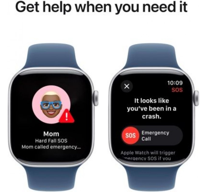 Apple Смарт-годинник Apple Watch Series 10 GPS 46mm Silver Aluminium Case with Denim Sport Band - M/L (MWWM3QH/A)