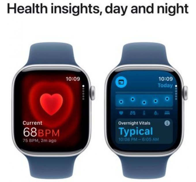 Apple Смарт-годинник Apple Watch Series 10 GPS 46mm Silver Aluminium Case with Denim Sport Band - M/L (MWWM3QH/A)