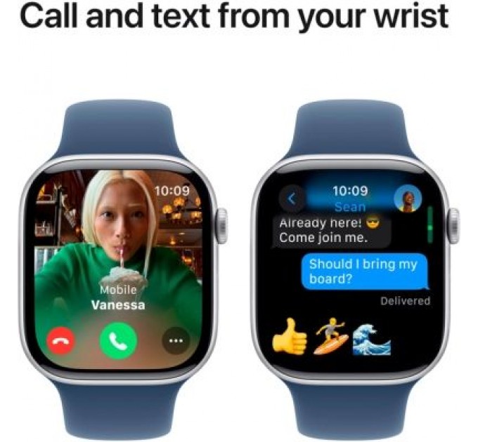 Apple Смарт-годинник Apple Watch Series 10 GPS 46mm Silver Aluminium Case with Denim Sport Band - M/L (MWWM3QH/A)