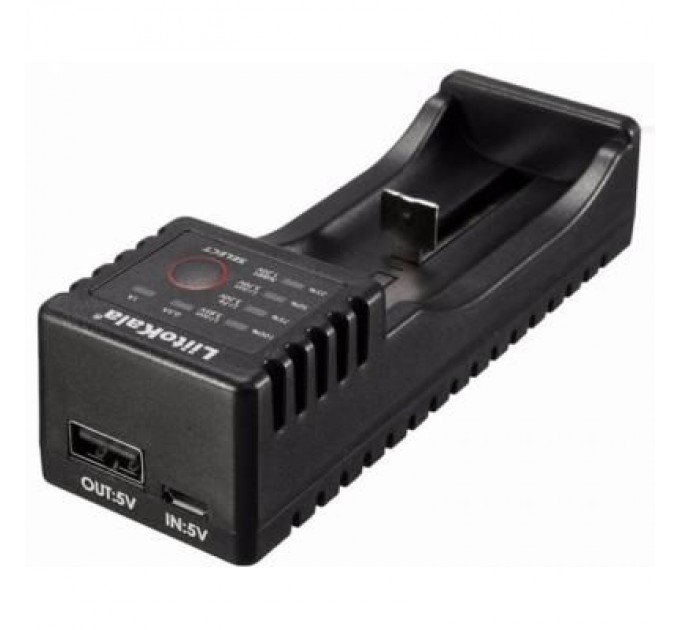 Liitokala Зарядний пристрій для акумуляторів Liitokala 1 Slot, LED дисплей, USB, Li-ion/Ni-MH/Ni-Cd/AA/ААA/AAAA/С (Lii-100)