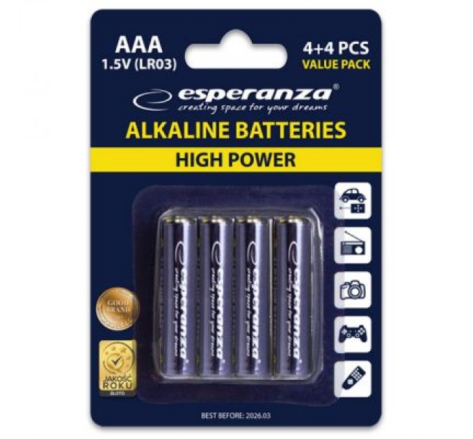 Esperanza Батарейка Esperanza AAA LR03 Alkaline * 8 (EZB104)
