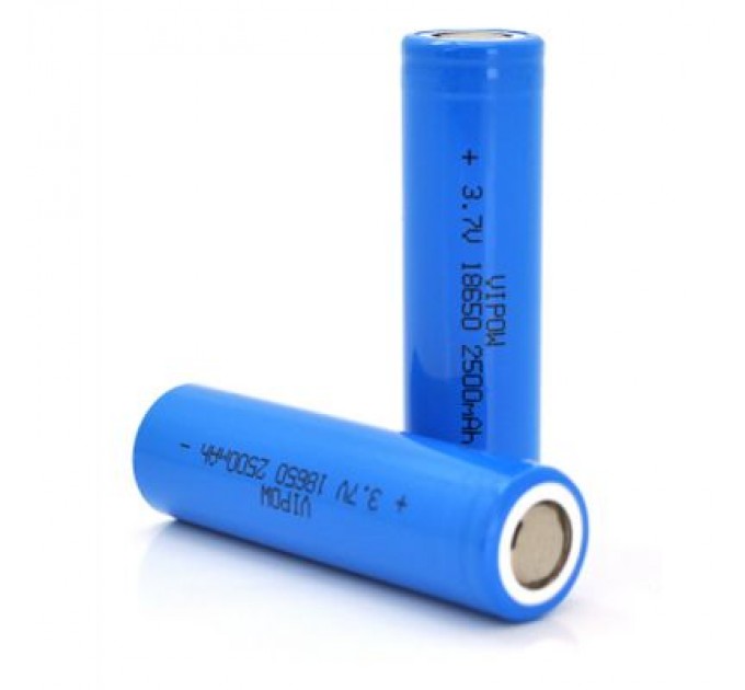 Vipow Акумулятор 18650 2500mAh, FlatTop, 3.7V, Blue Vipow (ICR18650-2500mAhFT)