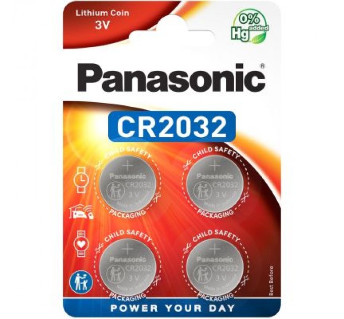 Panasonic Батарейка Panasonic CR 2032 Lithium * 4 (CR-2032EL/4B)