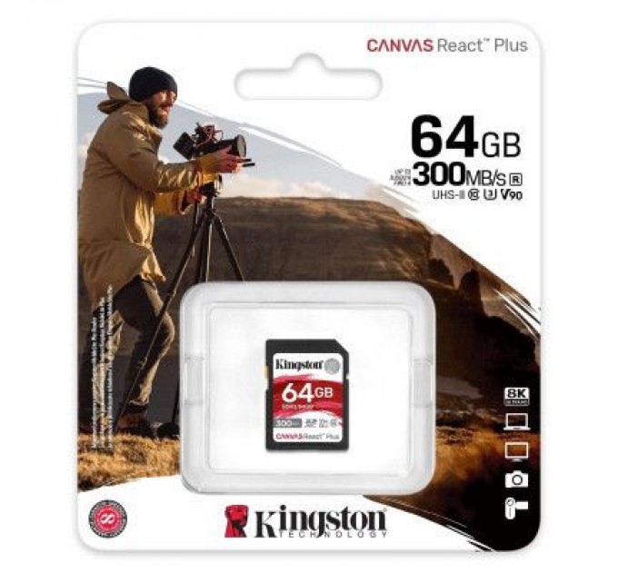 Kingston Карта пам'яті Kingston 64GB class 10 UHS-II U3 Canvas React Plus (SDR2/64GB)