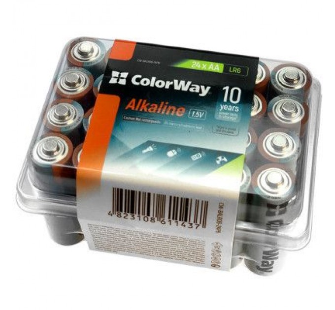 ColorWay Батарейка ColorWay AA LR6 Alkaline Power (лужні) * 24 plastic box (CW-BALR06-24PB)