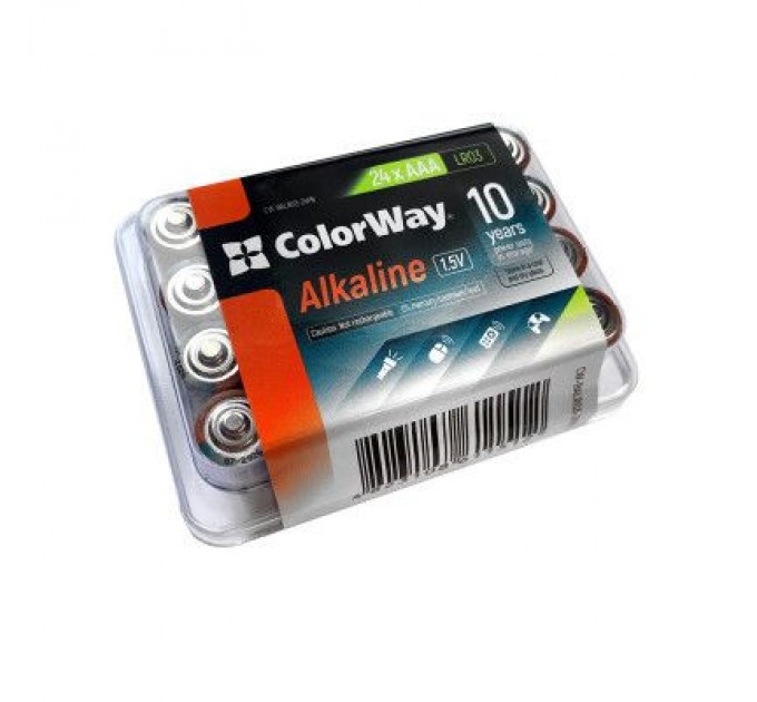ColorWay Батарейка ColorWay AAA LR03 Alkaline Power (лужні) * 24шт plastic box (CW-BALR03-24PB)
