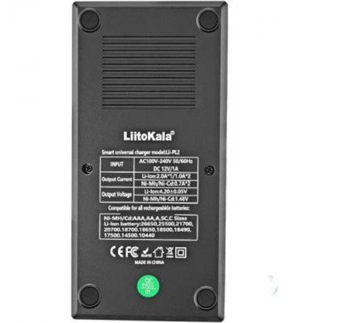 Liitokala Зарядний пристрій для акумуляторів Liitokala 2 Slots, LED indicator, Li-ion(18650...RCR123...26650), NiMH(AA, AAA, SC, C) (Lii-PL2)