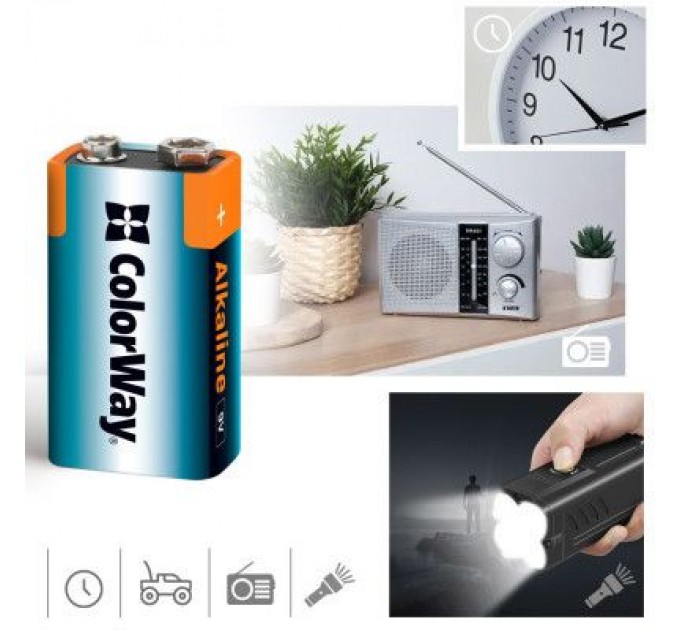 ColorWay Батарейка ColorWay Крона 6LR61 9V Alkaline Power * 1 (CW-BA6LR61-1BL)