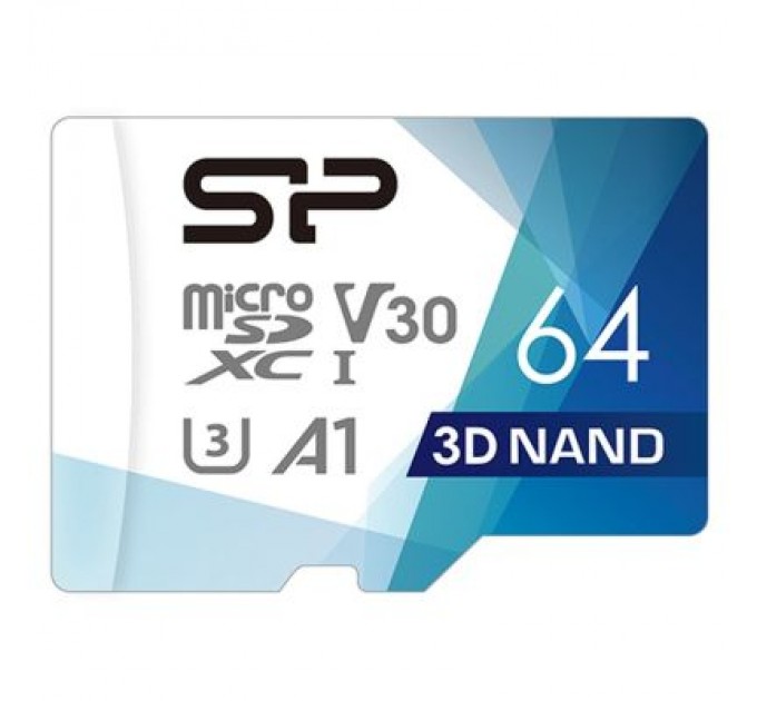 Silicon Power Карта пам'яті Silicon Power 64Gb microSDXC U3 A1 V30 Superior Color 100R/80W + adapter (SP064GBSTXDU3V20AB)