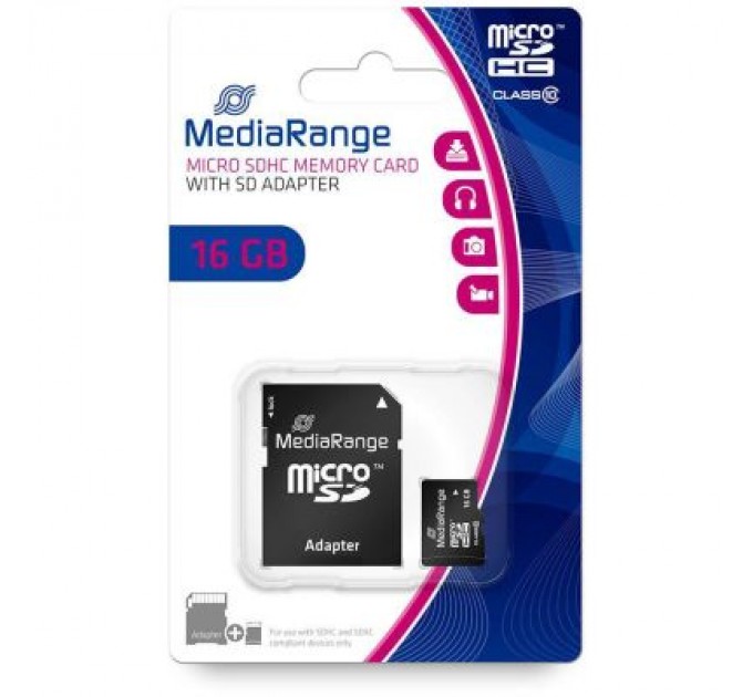 Mediarange Карта пам'яті Mediarange 16GB microSD class 10 (MR958)