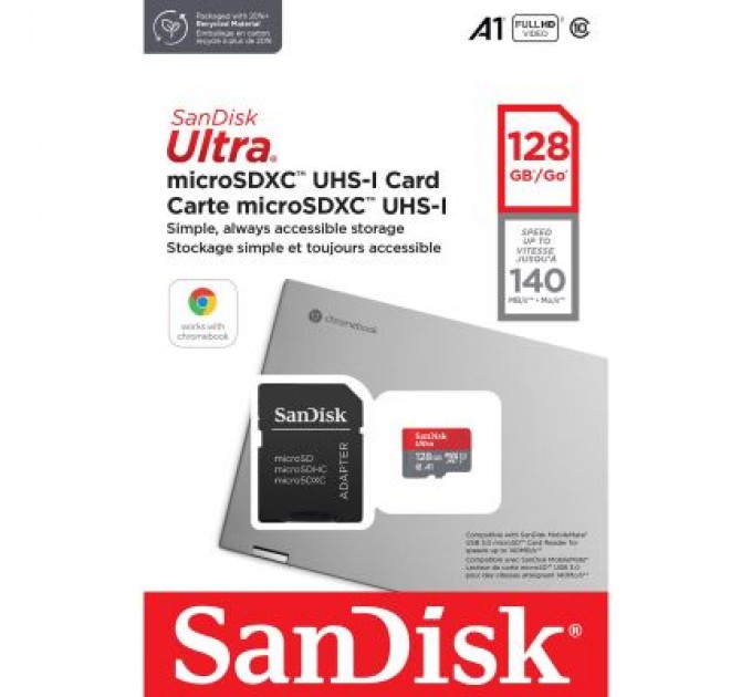 SanDisk Карта пам'яті SanDisk 128GB microSD class 10 UHS-I Ultra (SDSQUAB-128G-GN6MA)