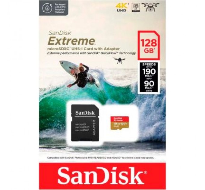 SanDisk Карта пам'яті SanDisk 128GB microSD class 10 UHS-I Extreme For Action Cams and Dro (SDSQXAA-128G-GN6AA)