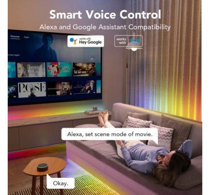 Govee Світлодіодна стрічка Govee RGBIC Basic Wi-Fi + Bluetooth LED Strip Light With Protective Coating 10м Білий (H619C3D1)