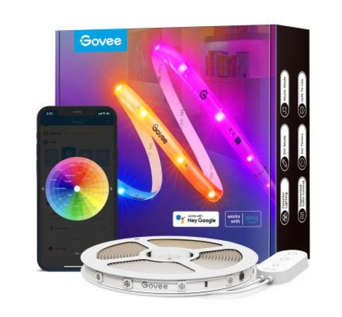Govee Світлодіодна стрічка Govee RGBIC Basic Wi-Fi + Bluetooth LED Strip Light With Protective Coating 10м Білий (H619C3D1)