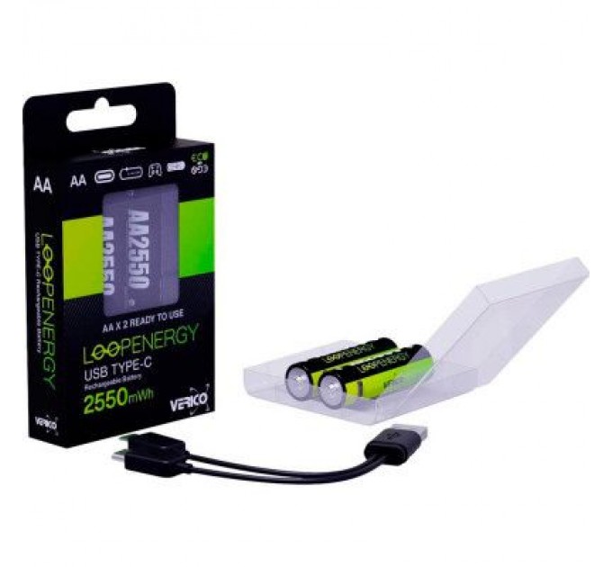 Verico Акумулятор Verico AA USB Type-C 1700mAh 1.5V Li-ion * 2 (LoopEnergy) (1UDBT-A1WEA2-NN)