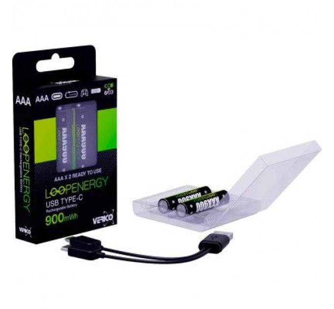 Verico Акумулятор Verico AAA USB Type-C 600mAh 1.5V Li-ion * 2 (LoopEnergy) (1UDBT-A2WEB2-NN)