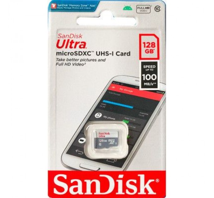 SanDisk Карта пам'яті SanDisk 128GB microSDXC class 10 UHS-I Ultra (SDSQUNR-128G-GN3MN)