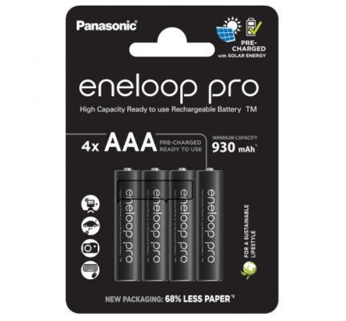 Panasonic Акумулятор Panasonic Eneloop AAA 930 mAh Pro NI-MH * 4 (BK-4HCDE/4CP)