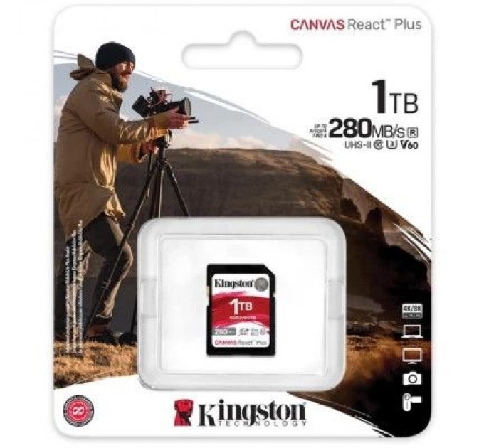 Карта пам'яті Kingston 1TB SDXC class 10 UHS-II U3 Canvas React Plus (SDR2V6/1TB)