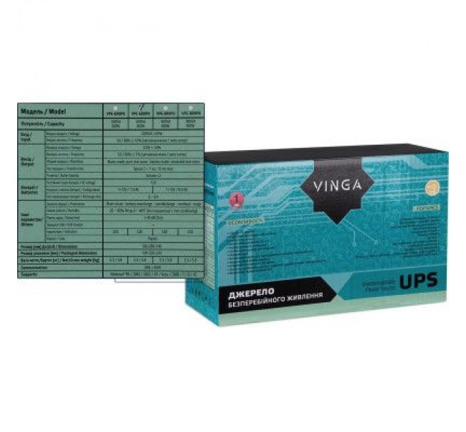 Vinga Пристрій безперебійного живлення Vinga LCD 600VA plastic case with USB (VPC-600PU)