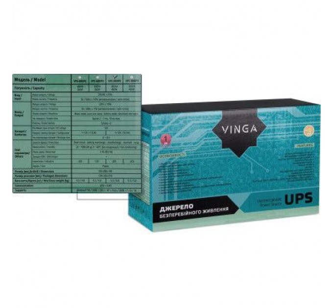Vinga Пристрій безперебійного живлення Vinga LED 800VA plastic case with USB (VPE-800PU)