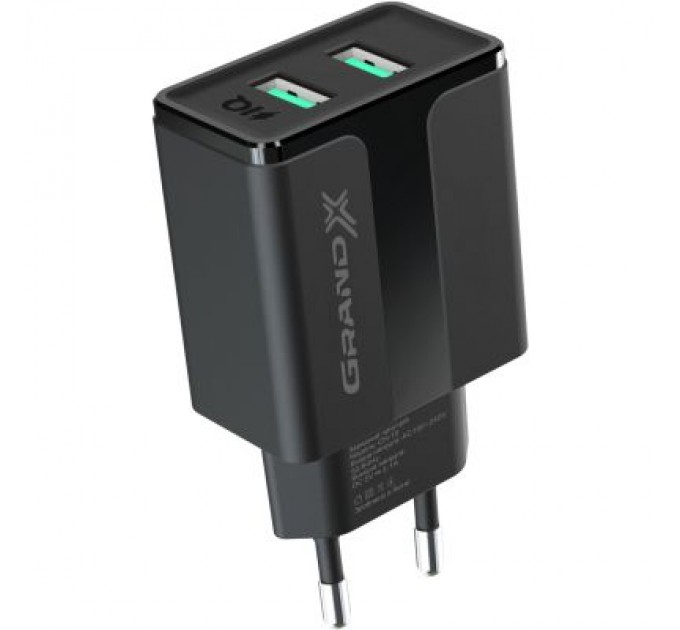Grand-X Зарядний пристрій Grand-X 5V 2,4A USB Black (CH-15B)