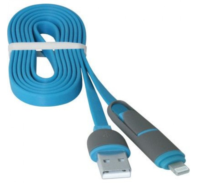 Defender Дата кабель USB10-03BP USB - Micro USB/Lightning, blue, 1m Defender (87487)
