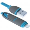 Defender Дата кабель USB10-03BP USB - Micro USB/Lightning, blue, 1m Defender (87487)