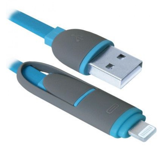 Defender Дата кабель USB10-03BP USB - Micro USB/Lightning, blue, 1m Defender (87487)