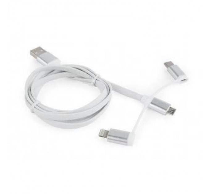 Дата кабель USB 2.0 AM to Lightning + Micro 5P + Type-C 1.0m Cablexpert (CC-USB2-AMLM32-1M-W)