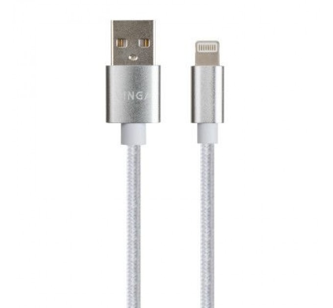 Vinga Дата кабель USB 2.0 AM to Lightning 1m nylon silver Vinga (VCPDCLNB1S)