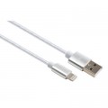Vinga Дата кабель USB 2.0 AM to Lightning 1m nylon silver Vinga (VCPDCLNB1S)