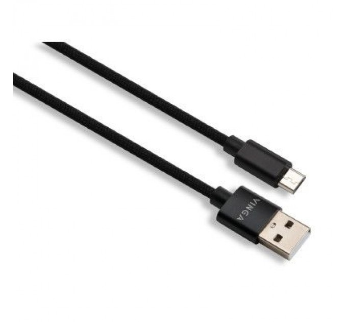 Vinga Дата кабель USB 2.0 AM to Micro 5P 1m nylon black Vinga (VCPDCMNB1BK)