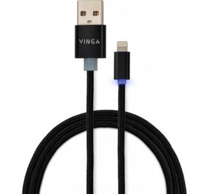 Vinga Дата кабель USB 2.0 AM to Lightning 1m LED black Vinga (VCPDCLLED1BK)