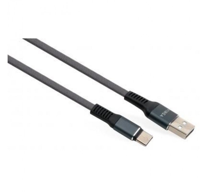 Vinga Дата кабель USB 2.0 AM to Type-C 1m flat nylon gray Vinga (VCPDCTCFNB1GR)