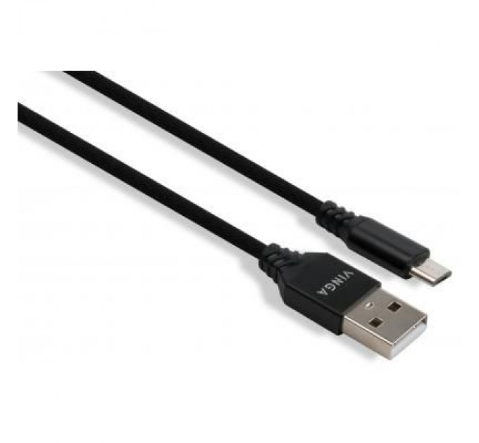 Vinga Дата кабель USB 2.0 AM to Micro 5P nylon 1m black Vinga (VCPDCMBN21BK)