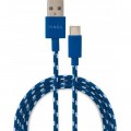 Vinga Дата кабель USB 2.0 AM to Type-C 2color nylon 1m blue Vinga (VCPDCTCNB31B)