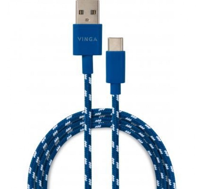 Vinga Дата кабель USB 2.0 AM to Type-C 2color nylon 1m blue Vinga (VCPDCTCNB31B)