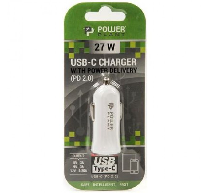 PowerPlant Зарядний пристрій PowerPlant 1*Type-C, 12~24V DC, 5V 3A / 9V 3A / 12V 2.25A (SC230068)