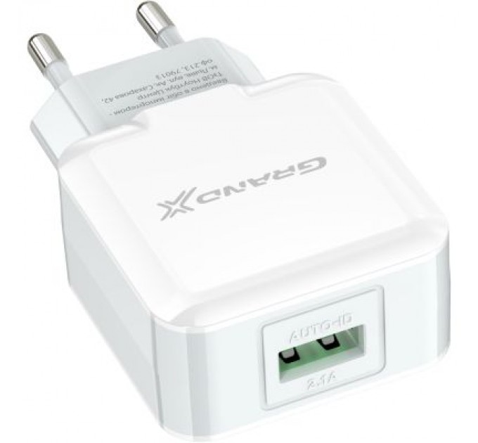 Grand-X Зарядний пристрій Grand-X 5V 2.1A White (CH-03W)