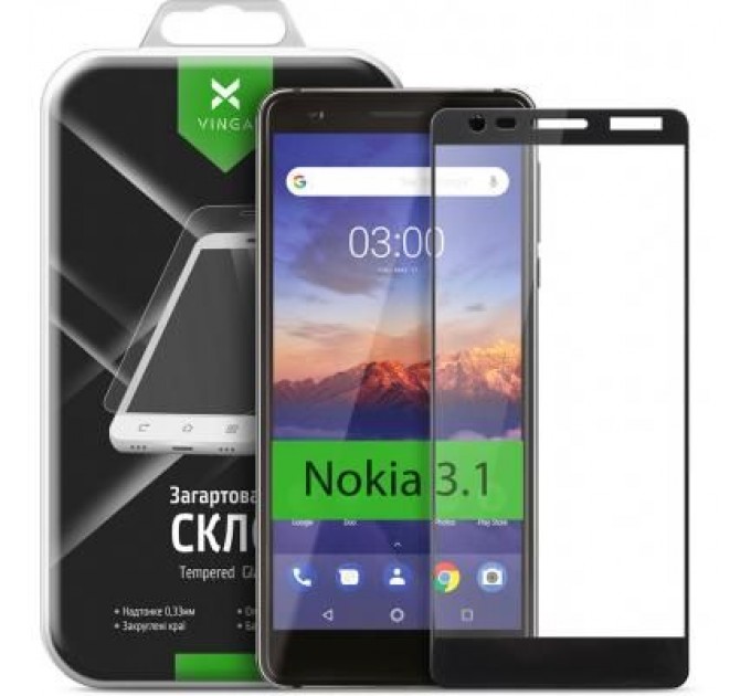Vinga Скло захисне Vinga для Nokia 3.1 Black (VTPGS-N31B)