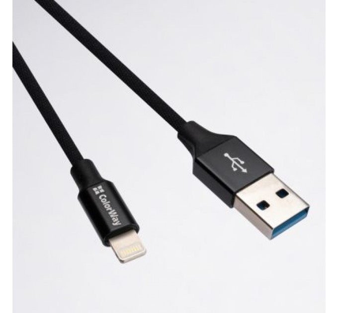 ColorWay Дата кабель USB 2.0 AM to Lightning 1.0m black ColorWay (CW-CBUL004-BK)