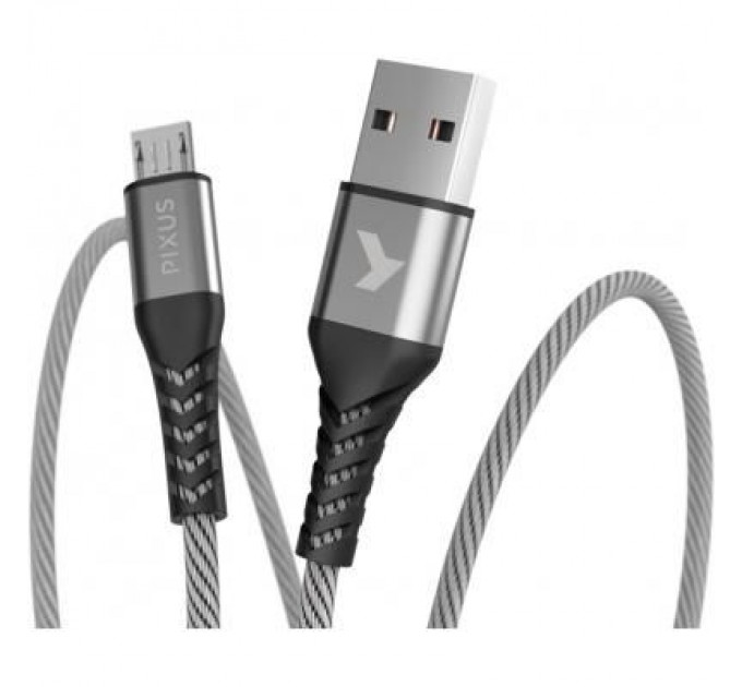 Pixus Дата кабель USB 2.0 AM to Micro 5P 1.0m Flex Gray Pixus (4897058531145)