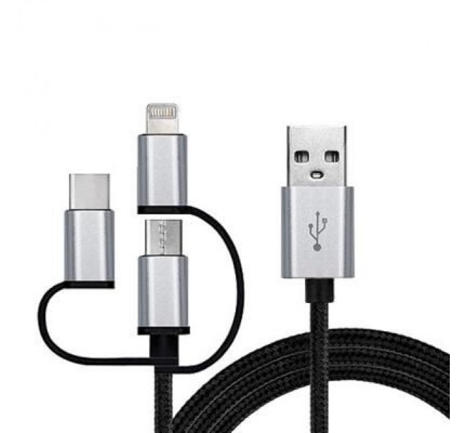 REAL-EL Дата кабель USB 2.0 AM to 3in1 1.0m Premium black REAL-EL (EL123500035)