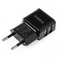 Vinga Зарядний пристрій Vinga 2 Port USB Wall Charger 2.1A (VCPWCH2USB2ABK)
