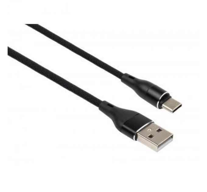 Дата кабель USB 2.0 AM to Type-C 1.0m cylindric nylon back Vinga (VCPDCTCCANB1BK)