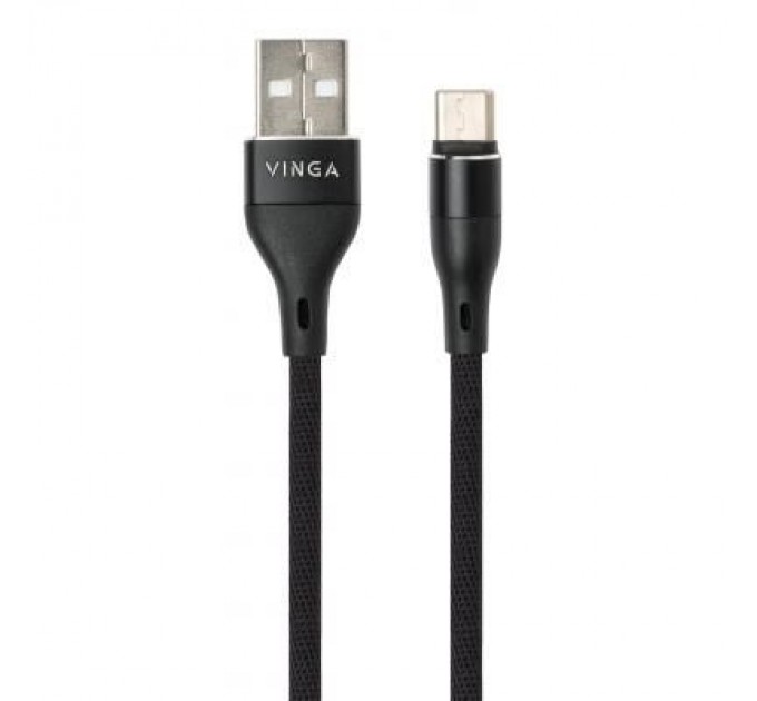 Дата кабель USB 2.0 AM to Type-C 1.0m cylindric nylon back Vinga (VCPDCTCCANB1BK)