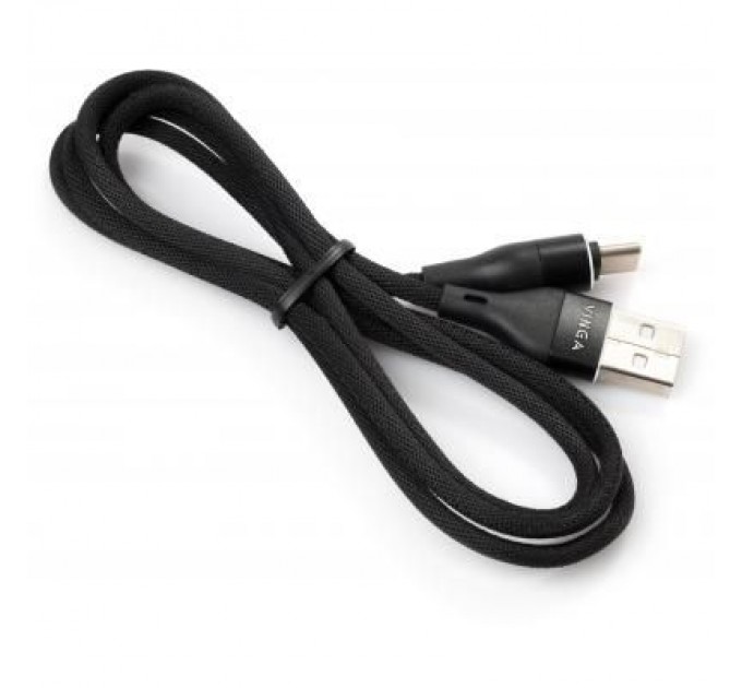 Дата кабель USB 2.0 AM to Type-C 1.0m cylindric nylon back Vinga (VCPDCTCCANB1BK)