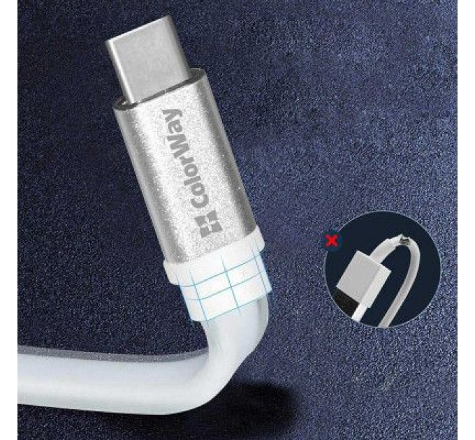 Дата кабель USB 2.0 AM to Type-C 0.25m white ColorWay (CW-CBUC001-WH)