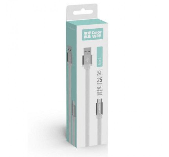 Дата кабель USB 2.0 AM to Type-C 0.25m white ColorWay (CW-CBUC001-WH)